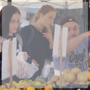 Students and vendors at the UCLA Farmers' Market on campus